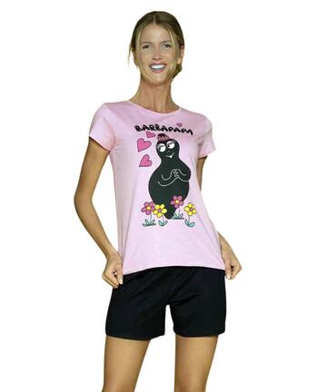 Pigiama donna a manica corta in jersey di cotone Barbapapà BAD2663 - SITE_NAME_SEO